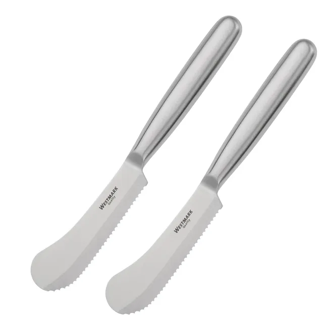 westmark-lot-de-2-couteaux-d-jeuner-beurre-lame-dentel-e-inox-10-cm-poign-e-ergo image 1