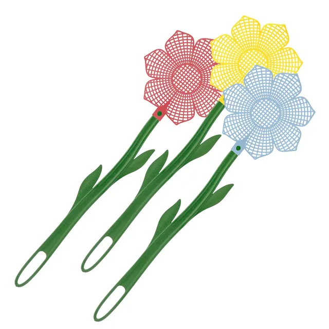 westmark-509522e3-lot-de-3-tapettes-mouches-design-fleur-en-plastique-poign-e-er image 1