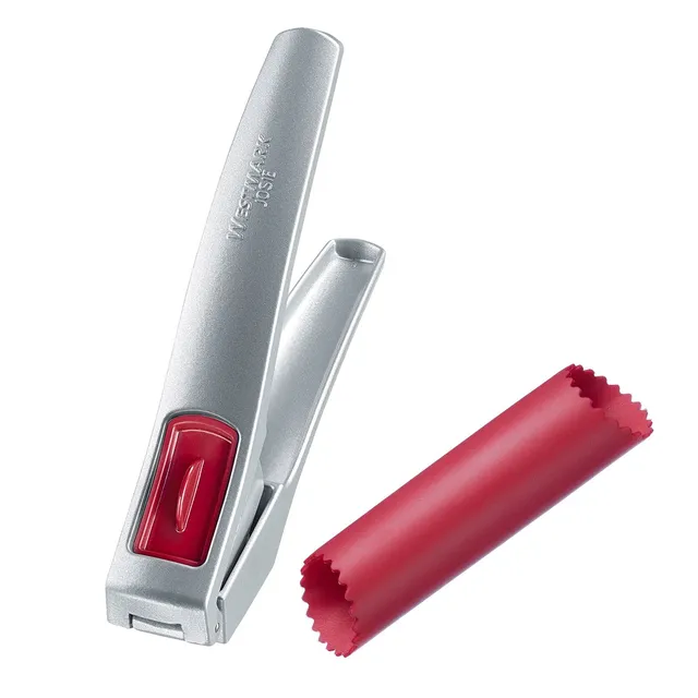 westmark-300822e6-presse-ail-josie-en-silicone-plucheur-d-ail-peel-fix-gris-roug image 1