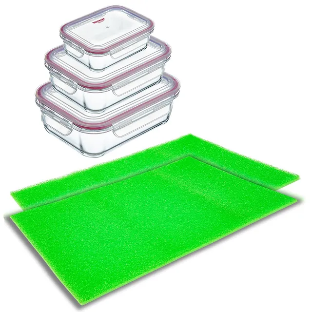 westmark-234422e7-set-de-conservation-en-verre-4-bo-tes-avec-tapis-de-r-frig-rat image 1