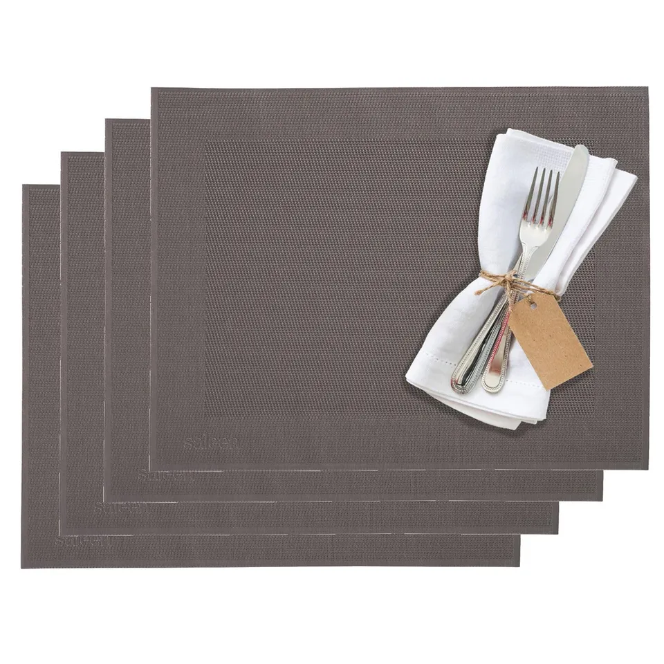 westmark-saleen-set-de-4-sets-de-table-42-x-32-cm-vinyle-polyester-taupe-marron- image 1