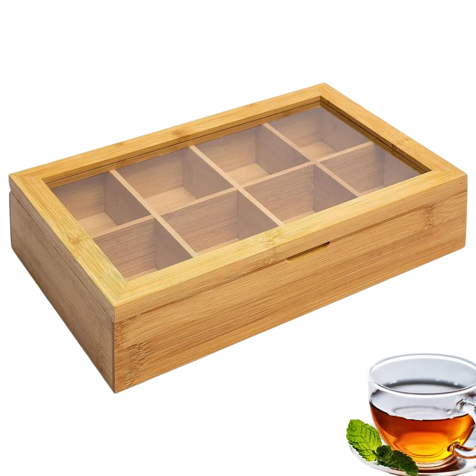 westmark-teatime-15732260-bo-te-th-en-bambou-8-compartiments-avec-fen-tre-et-fer image 1