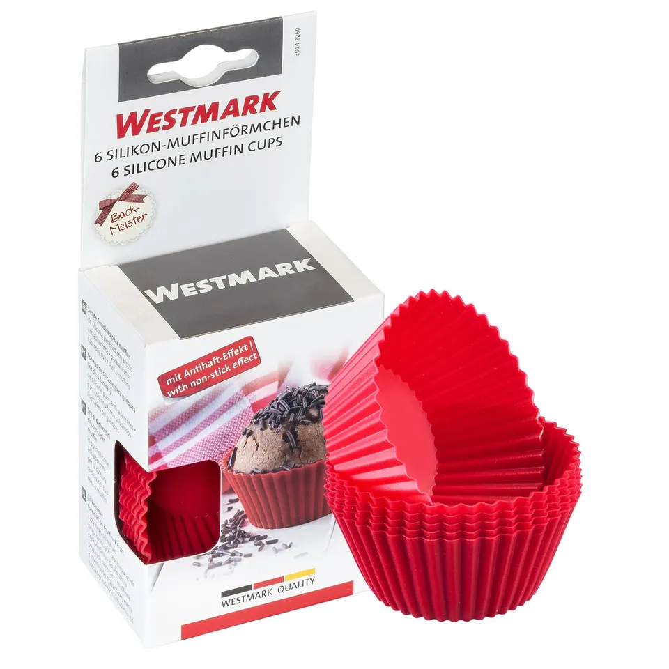 westmark-30142260-moules-muffin-en-silicone-rouges-7-x-7-x-3-cm-set-de-6 image 1