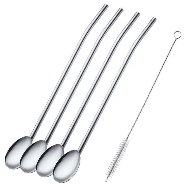 westmark-62712260-set-de-4-cuill-res-pailles-en-acier-inoxydable-18-8-avec-bross image 1