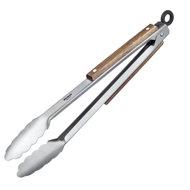 westmark-16282270-classic-wood-midi-pince-barbecue-et-de-service-en-acier-inoxyd image 1