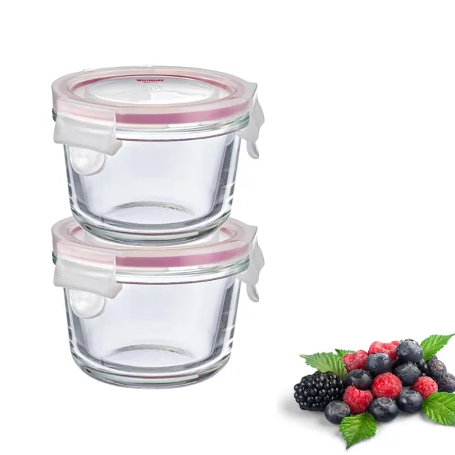 westmark-233122e3-lot-de-2-bo-tes-de-conservation-rondes-en-verre-150-ml-avec-co image 1