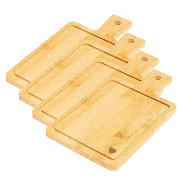 westmark-friends-lot-de-4-plateaux-tapas-en-bambou-19-x-11-cm-motif-c-ur-grav image 1