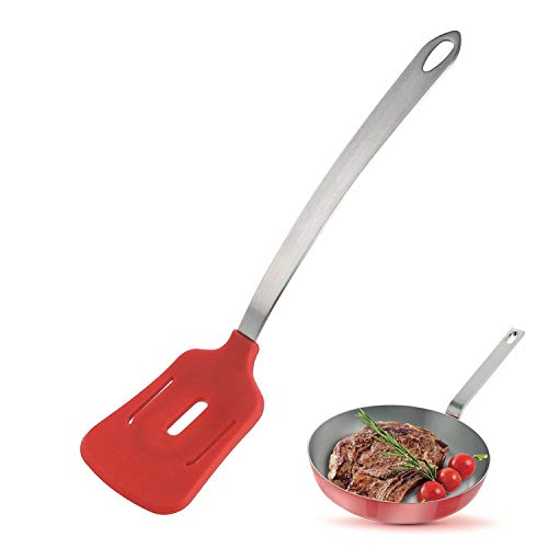 westmark-15402270-spatule-silicone-rouge-argent-manche-acier-inoxydable-35-5-cm- image 8