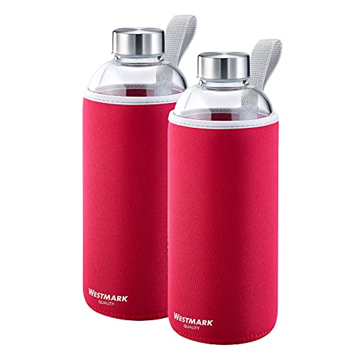 westmark-viva-527422e7-set-de-2-gourdes-en-verre-1000-ml-avec-housse-de-protecti image 8