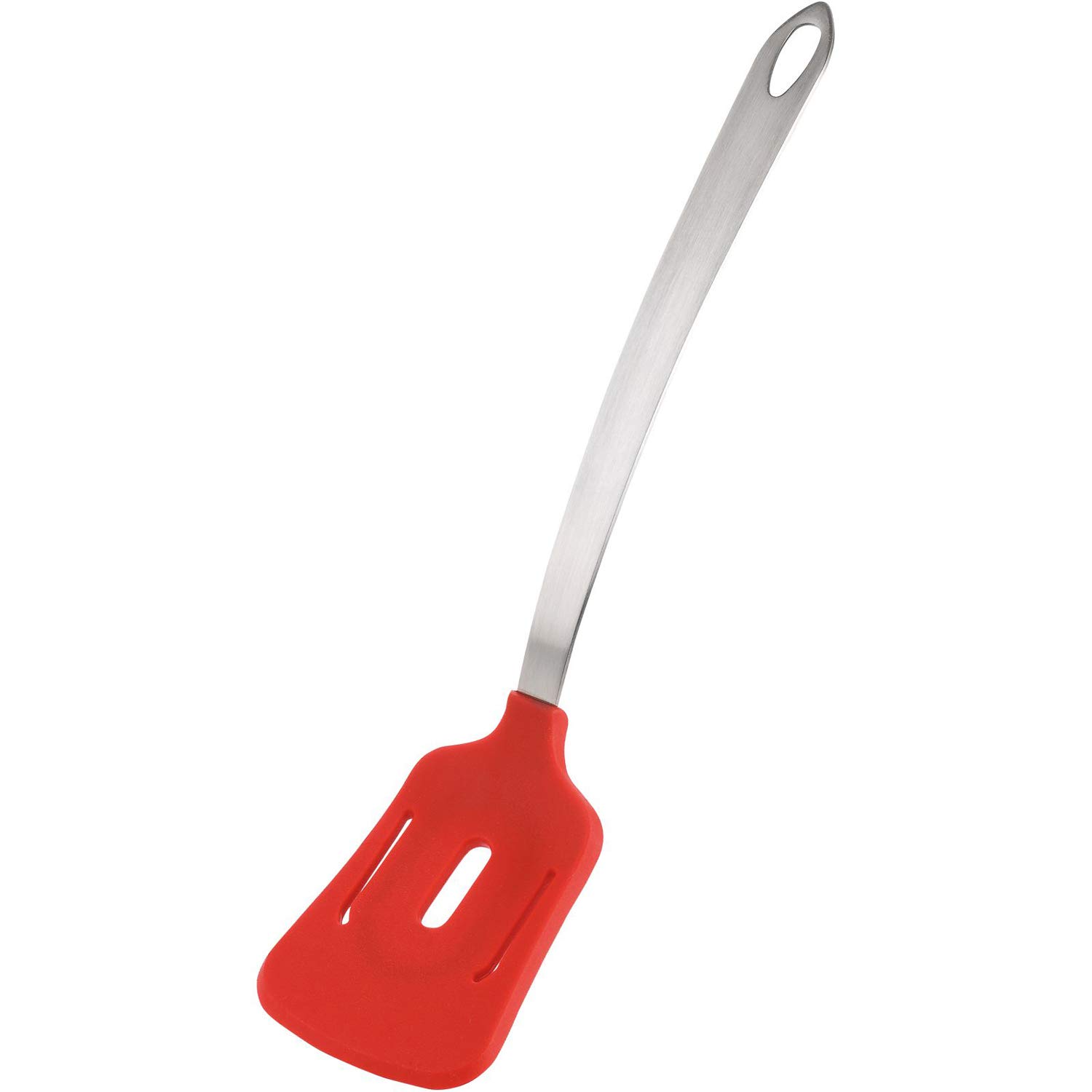 westmark-15402270-spatule-silicone-rouge-argent-manche-acier-inoxydable-35-5-cm- image 1