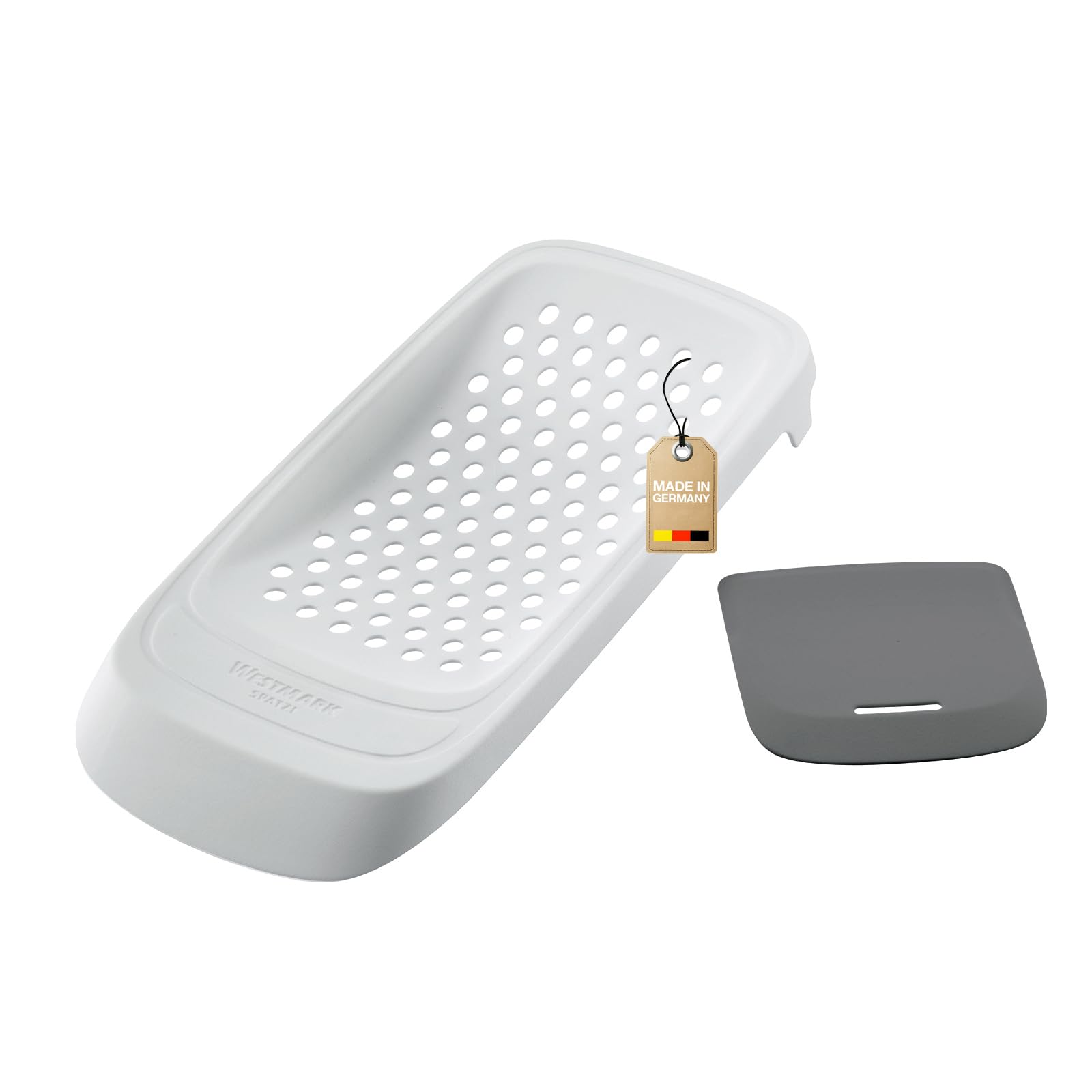 westmark-spatzl-eminceur-de-sp-tzles-avec-racloir-souple-plastique-abs-gris-blan image 1
