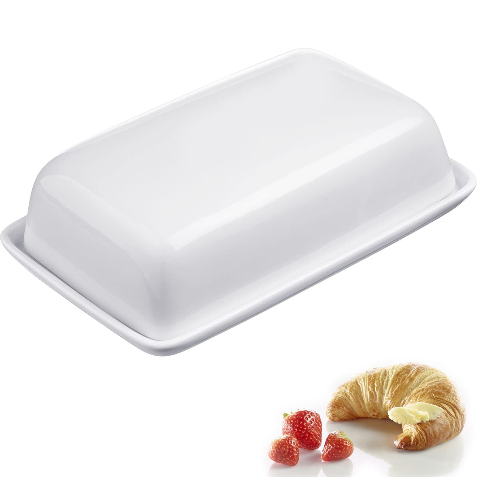 westmark-20892260-beurrier-d-coratif-en-c-ramique-blanc-18-7-cm-bord-haut-antid- image 2