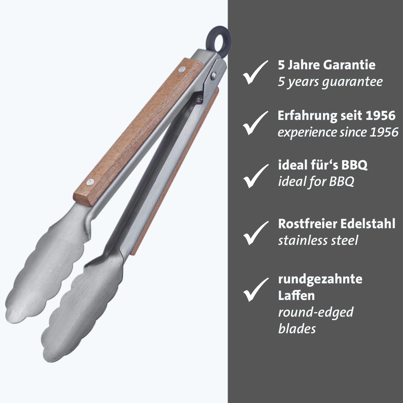 westmark-16272270-pince-barbecue-classic-wood-mini-acier-inoxydable-et-poign-es- image 2