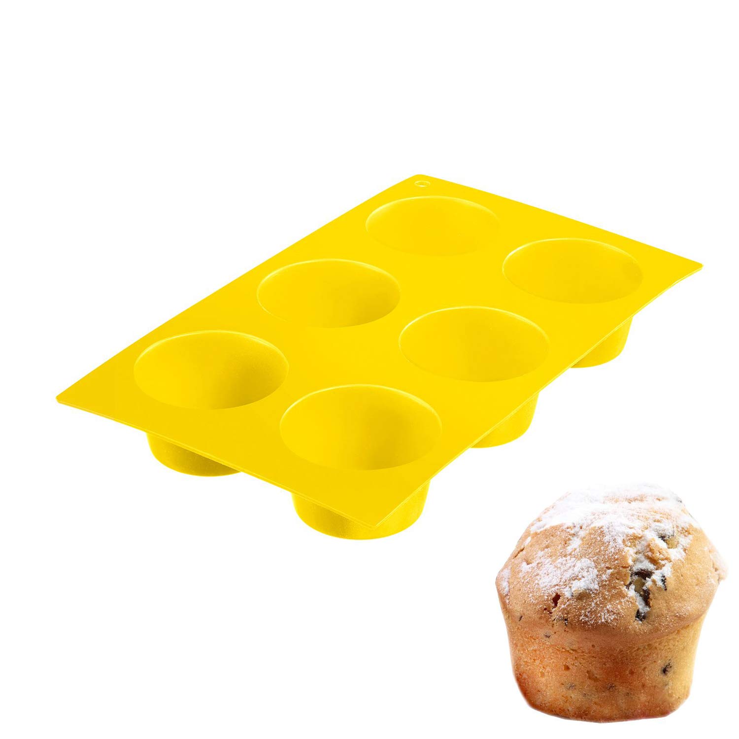 westmark-3015227y-moule-muffins-6-cavit-s-silicone-jaune-29-3-x-17-5-x-3-9-cm-an image 2