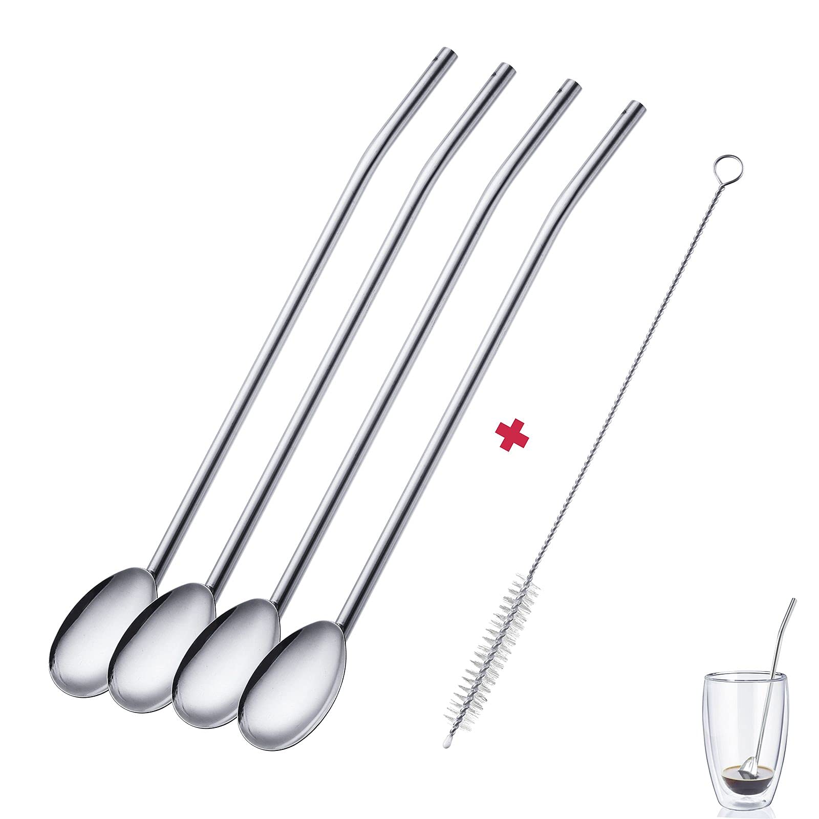 westmark-62712260-set-de-4-cuill-res-pailles-en-acier-inoxydable-18-8-avec-bross image 2