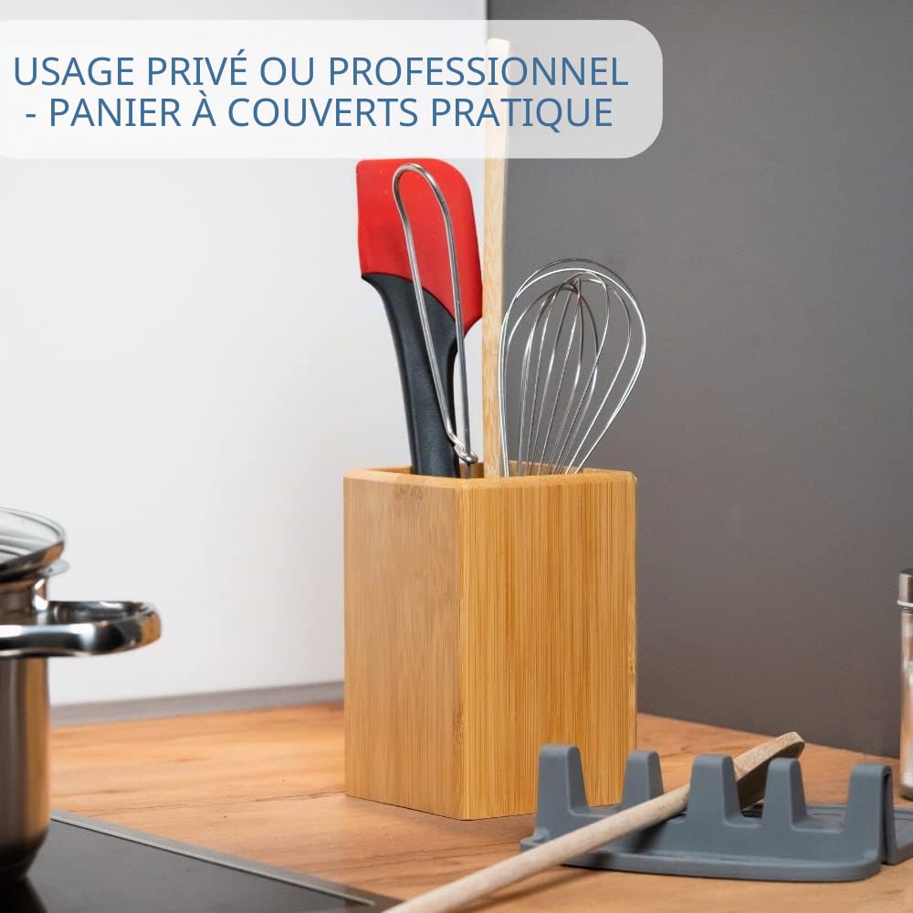 westmark-tapas-friends-porte-ustensiles-organisateur-de-cuisine-en-bambou-carr-1 image 2