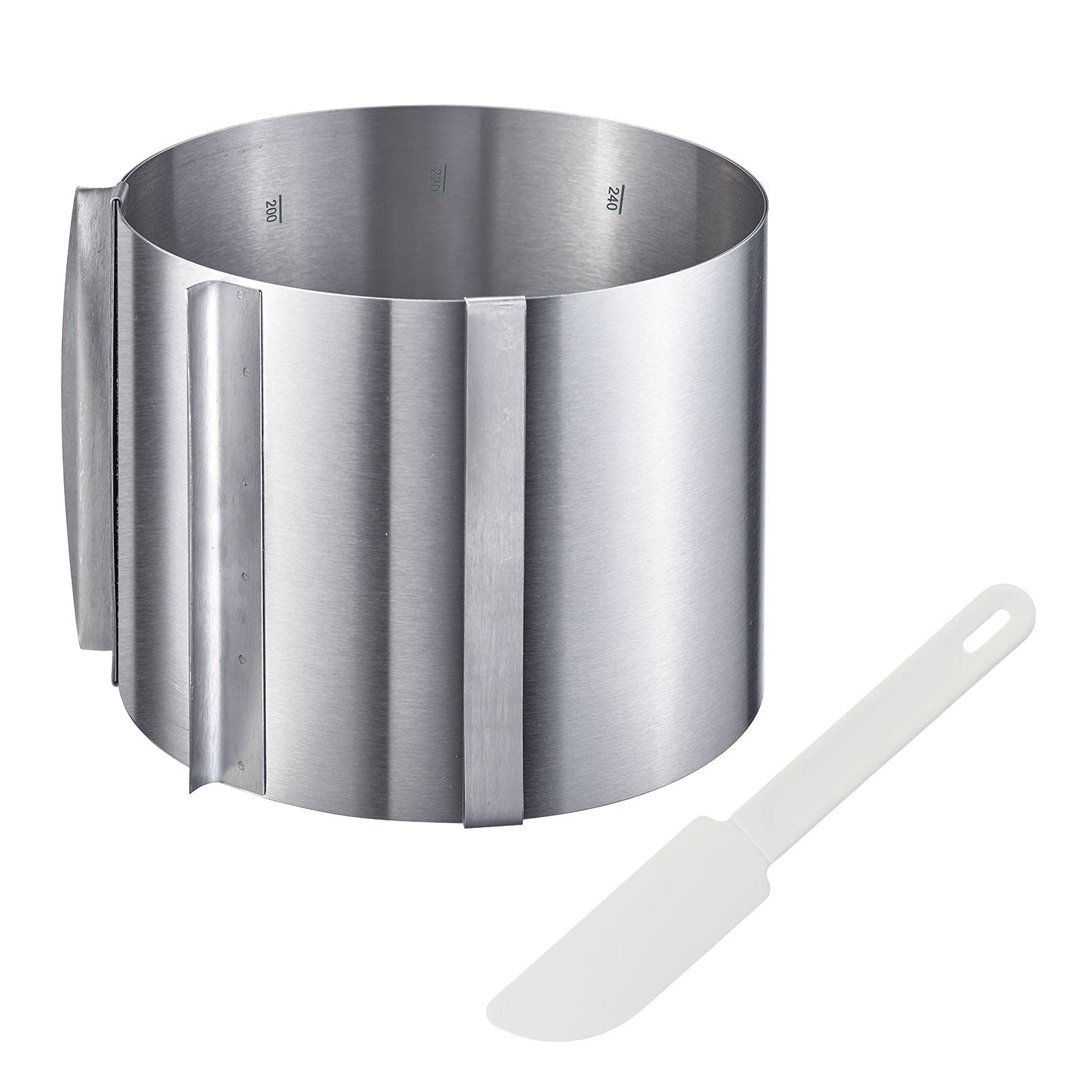 westmark-313022e6-cercle-tarte-r-glable-inox-16-30-cm-grattoir-argent-blanc image 1