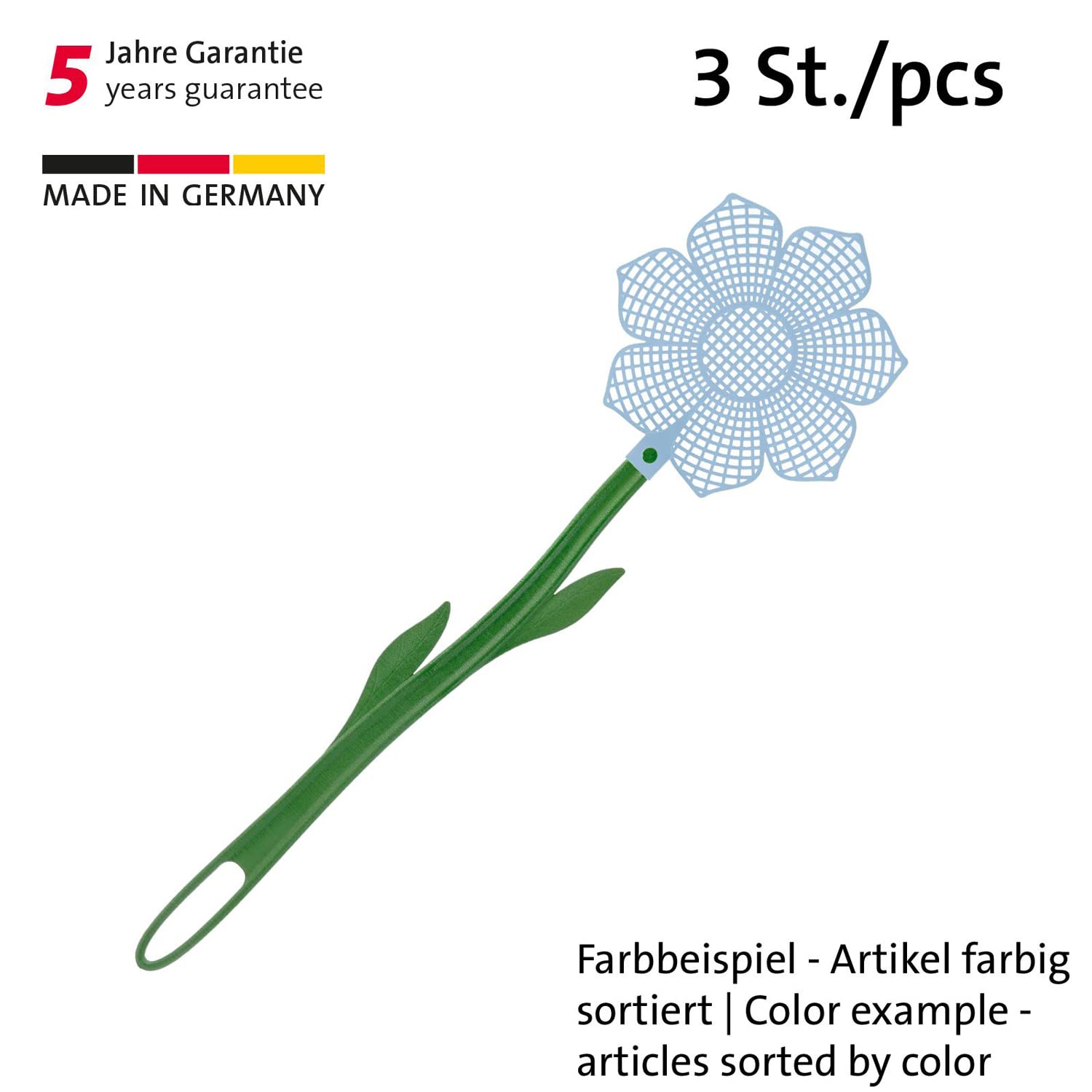 westmark-509522e3-lot-de-3-tapettes-mouches-design-fleur-en-plastique-poign-e-er image 2