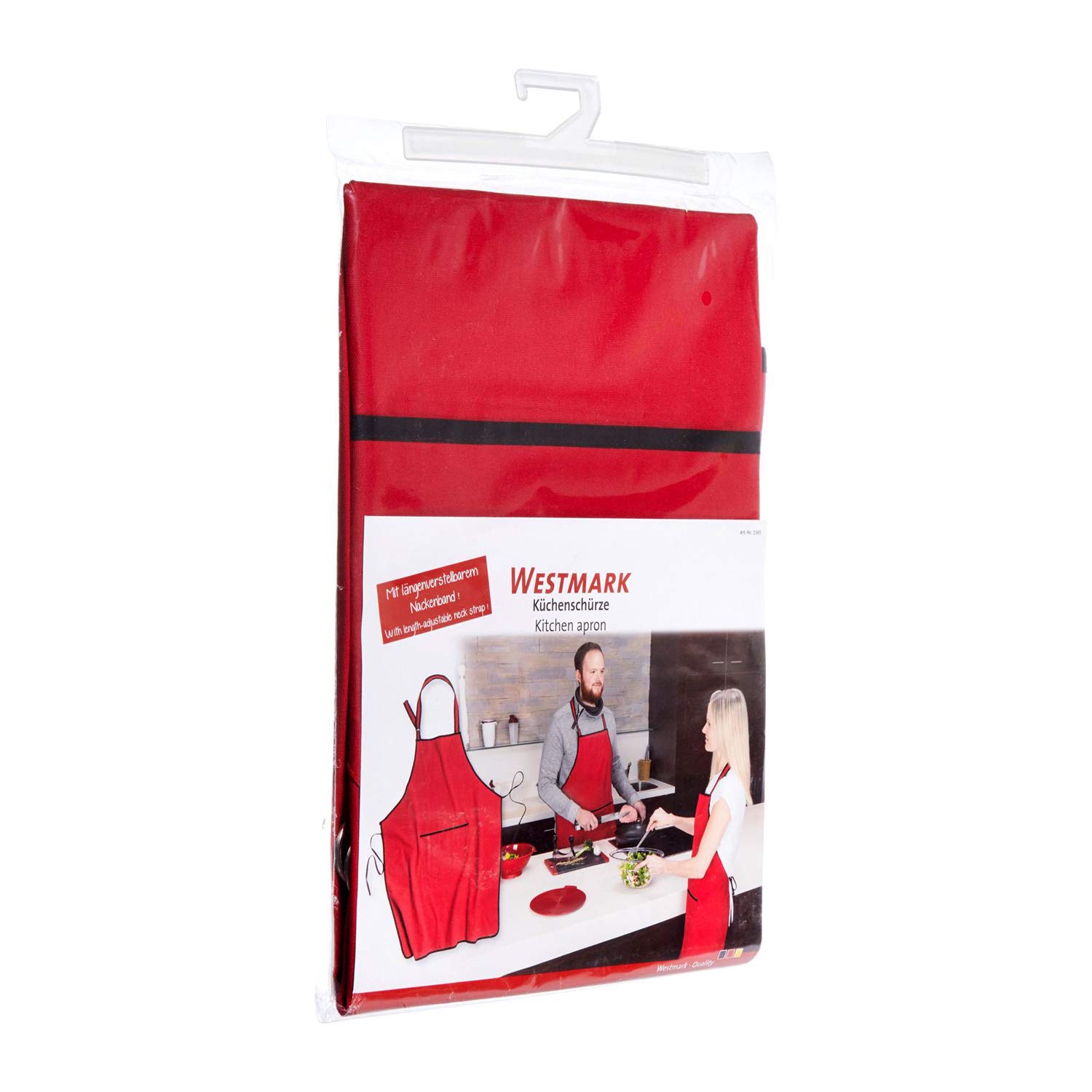 westmark-tablier-de-cuisine-et-barbecue-en-coton-rouge-noir-col-r-glable-avec-po image 7