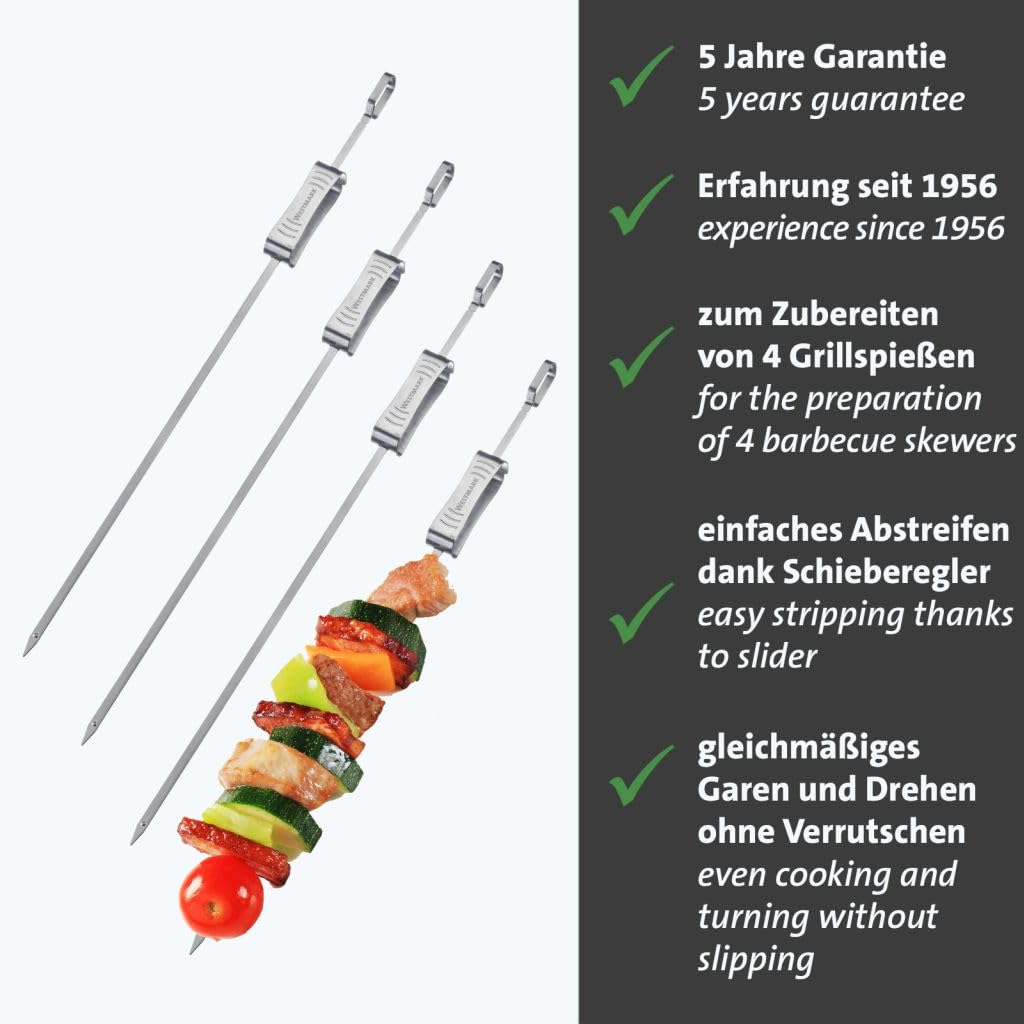 westmark-15972270-lot-de-4-brochettes-barbecue-extra-longues-en-acier-inoxydable image 2
