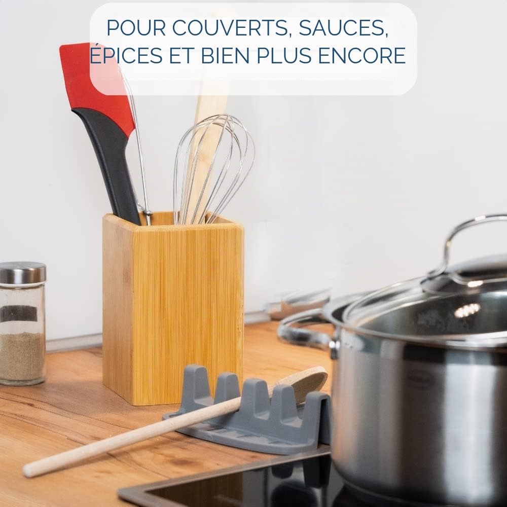 westmark-tapas-friends-porte-ustensiles-organisateur-de-cuisine-en-bambou-carr-1 image 6