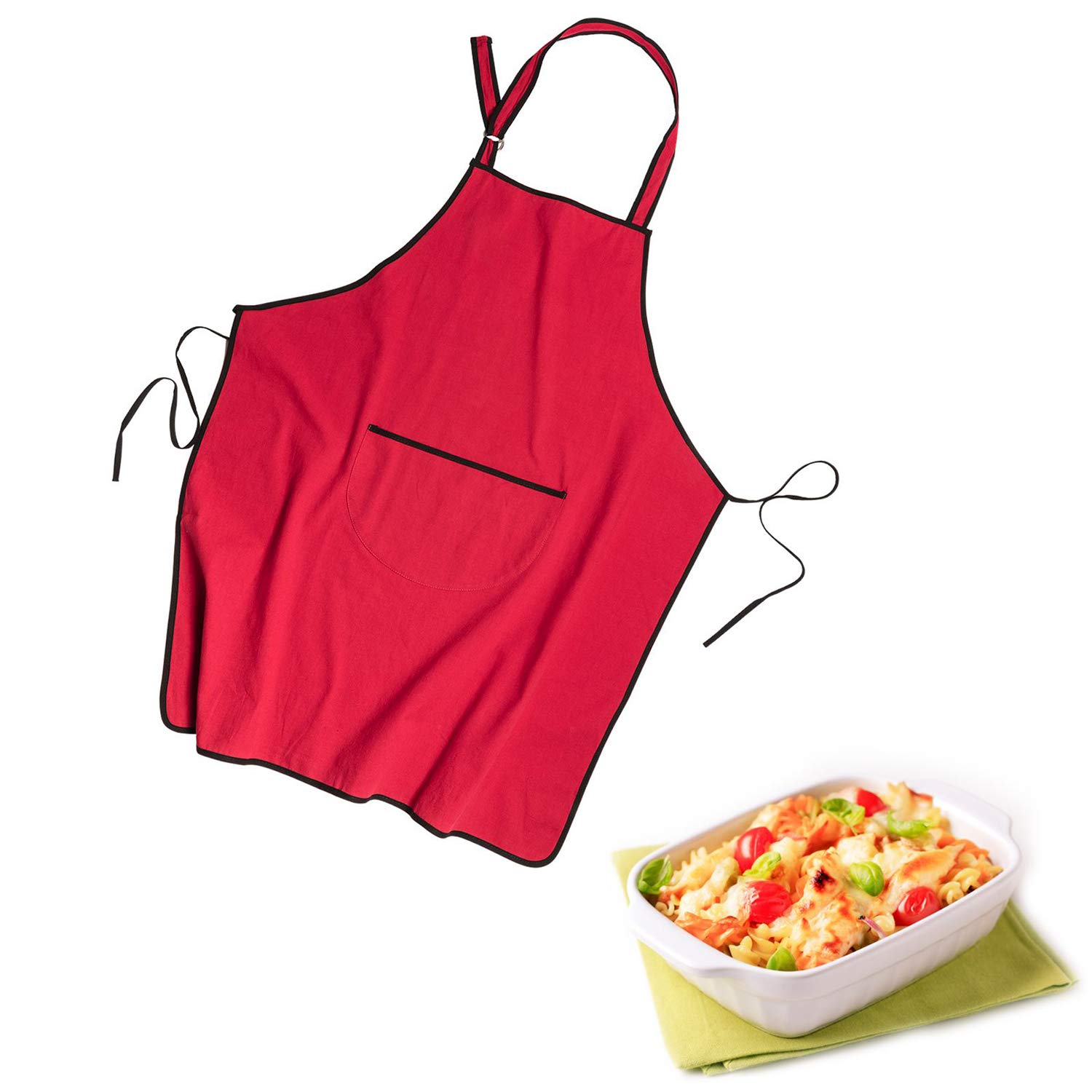 westmark-tablier-de-cuisine-et-barbecue-en-coton-rouge-noir-col-r-glable-avec-po image 2