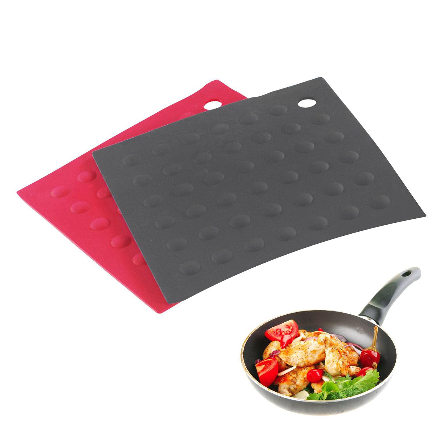 westmark-15582270-set-de-2-dessous-de-plat-en-silicone-17-7-x-17-7-cm-antichaleu image 2