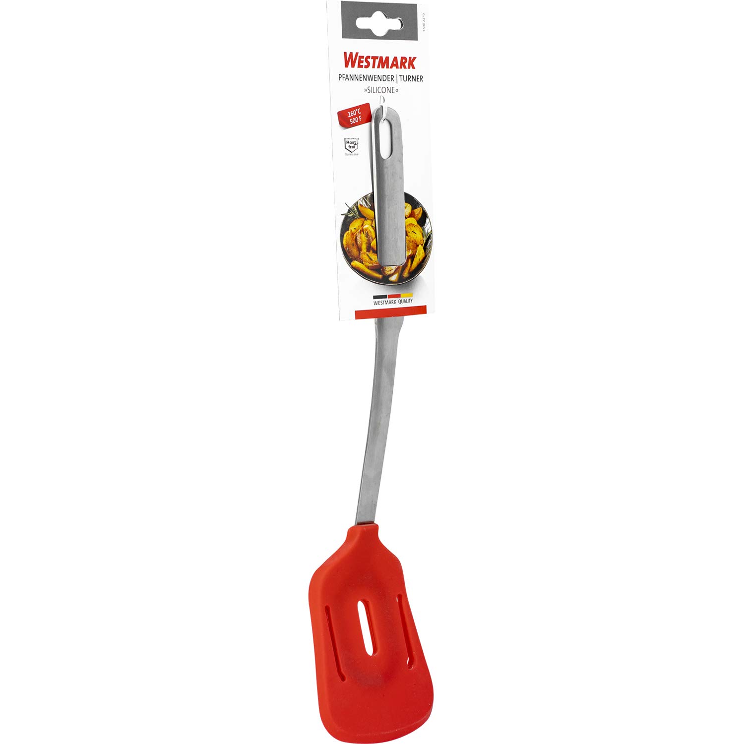 westmark-15402270-spatule-silicone-rouge-argent-manche-acier-inoxydable-35-5-cm- image 6