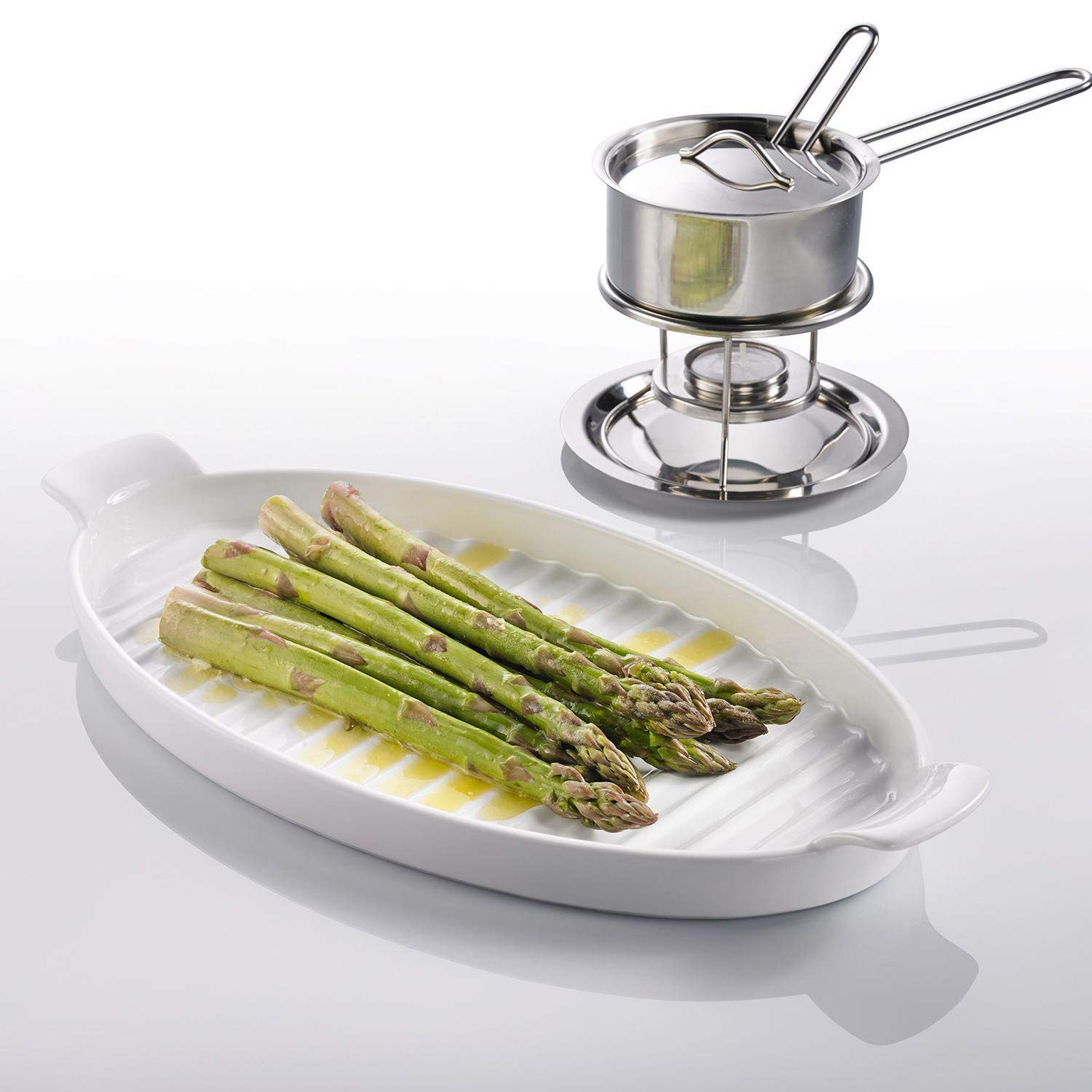 westmark-plat-servir-et-asperges-ovale-39-5-cm-avec-2-poign-es-fond-cannel-porce image 2