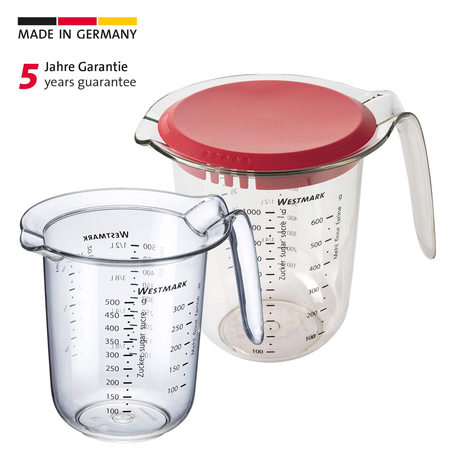 westmark-set-de-2-pichets-gradu-s-0-5-l-et-1-l-avec-couvercle-et-tamis-plastique image 2
