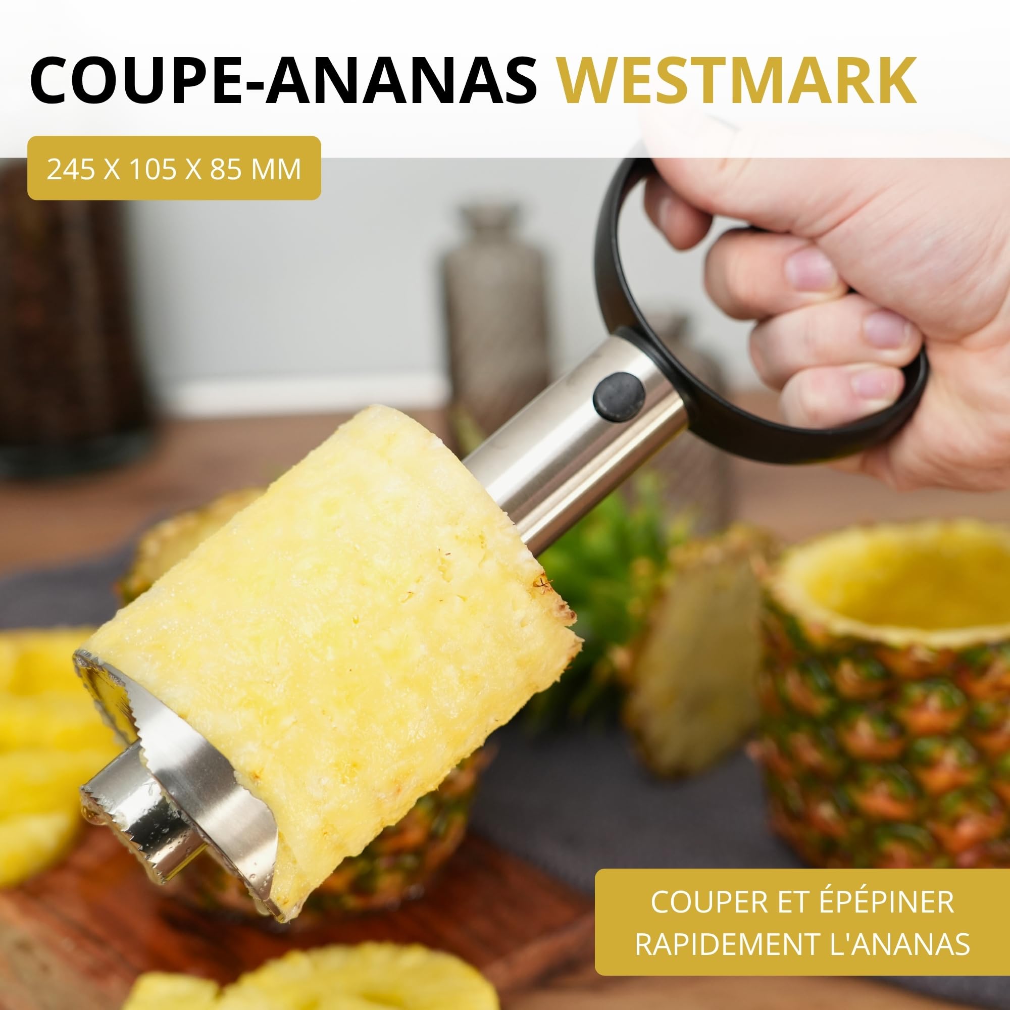 westmark-51692260-coupe-ananas-trancheur-en-acier-inoxydable-8-5-cm-poign-e-ergo image 2