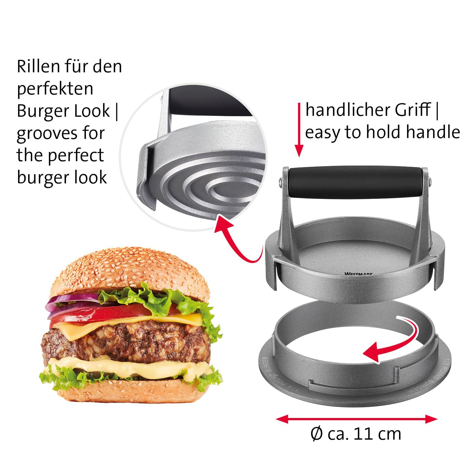 westmark-vario-62252260-machine-hamburgers-r-glable-3-tailles-1-4-1-3-1-2-lb-alu image 6