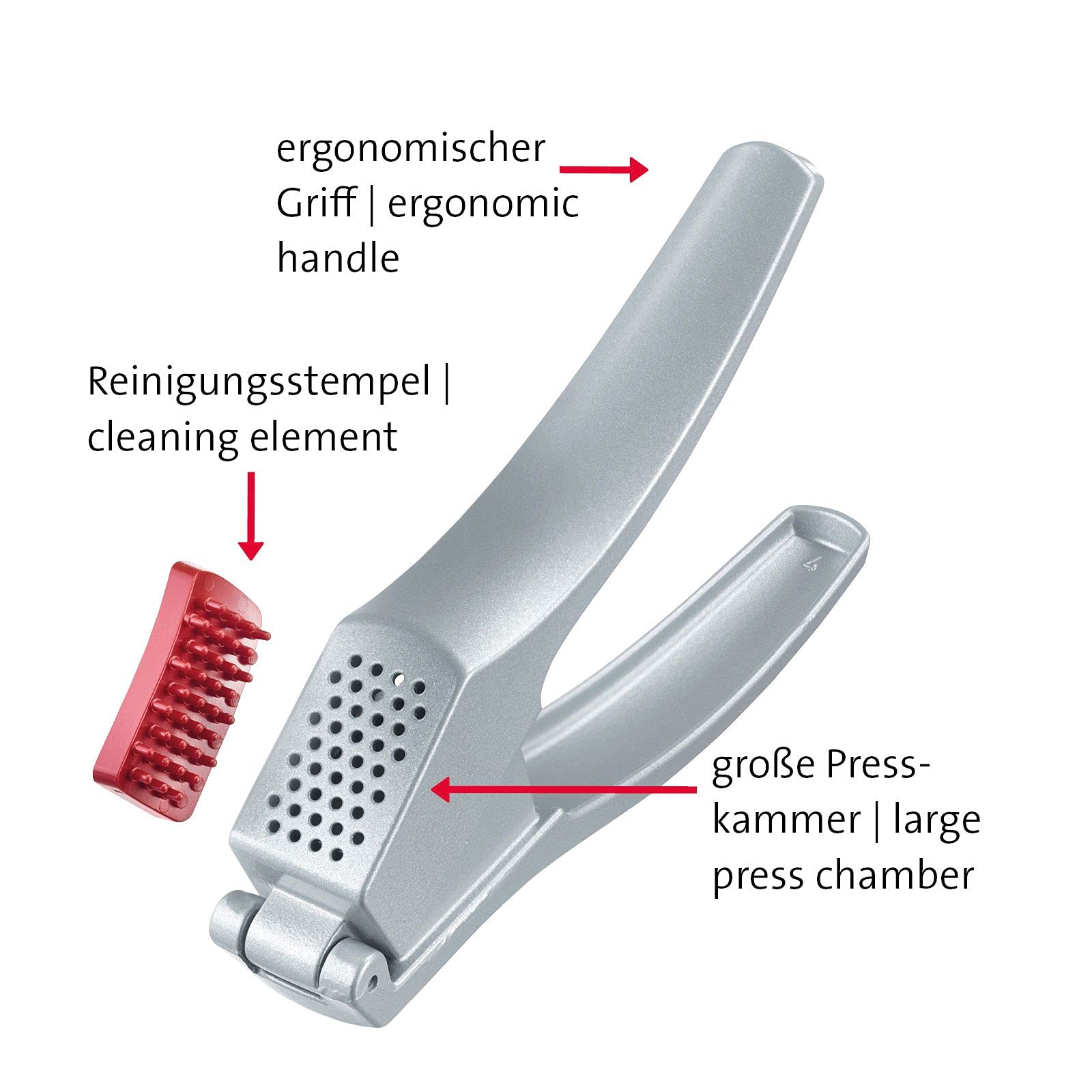 westmark-300822e6-presse-ail-josie-en-silicone-plucheur-d-ail-peel-fix-gris-roug image 8