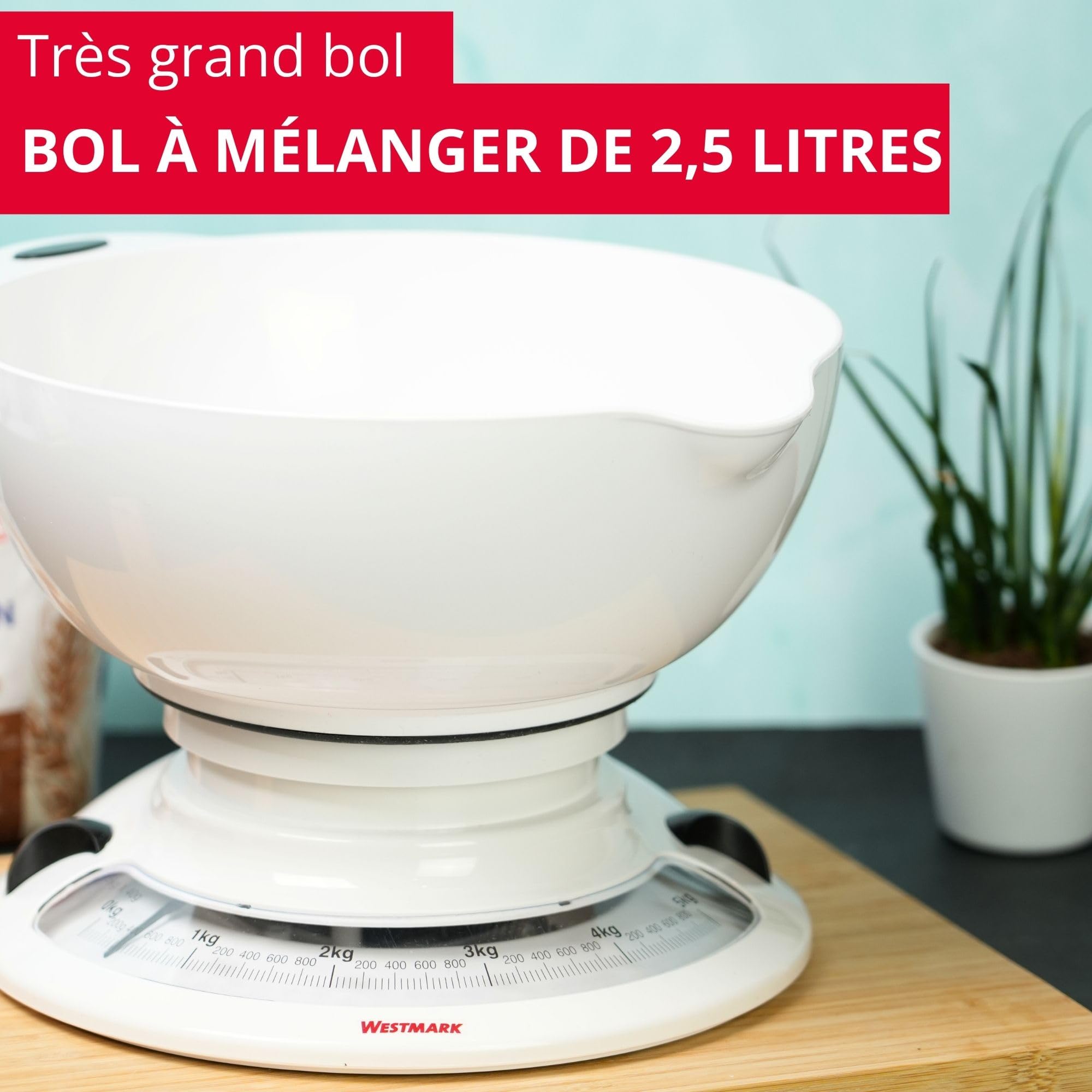 westmark-balance-de-cuisine-m-canique-avec-bol-m-langeur-2-3-l-balance-empilable image 2