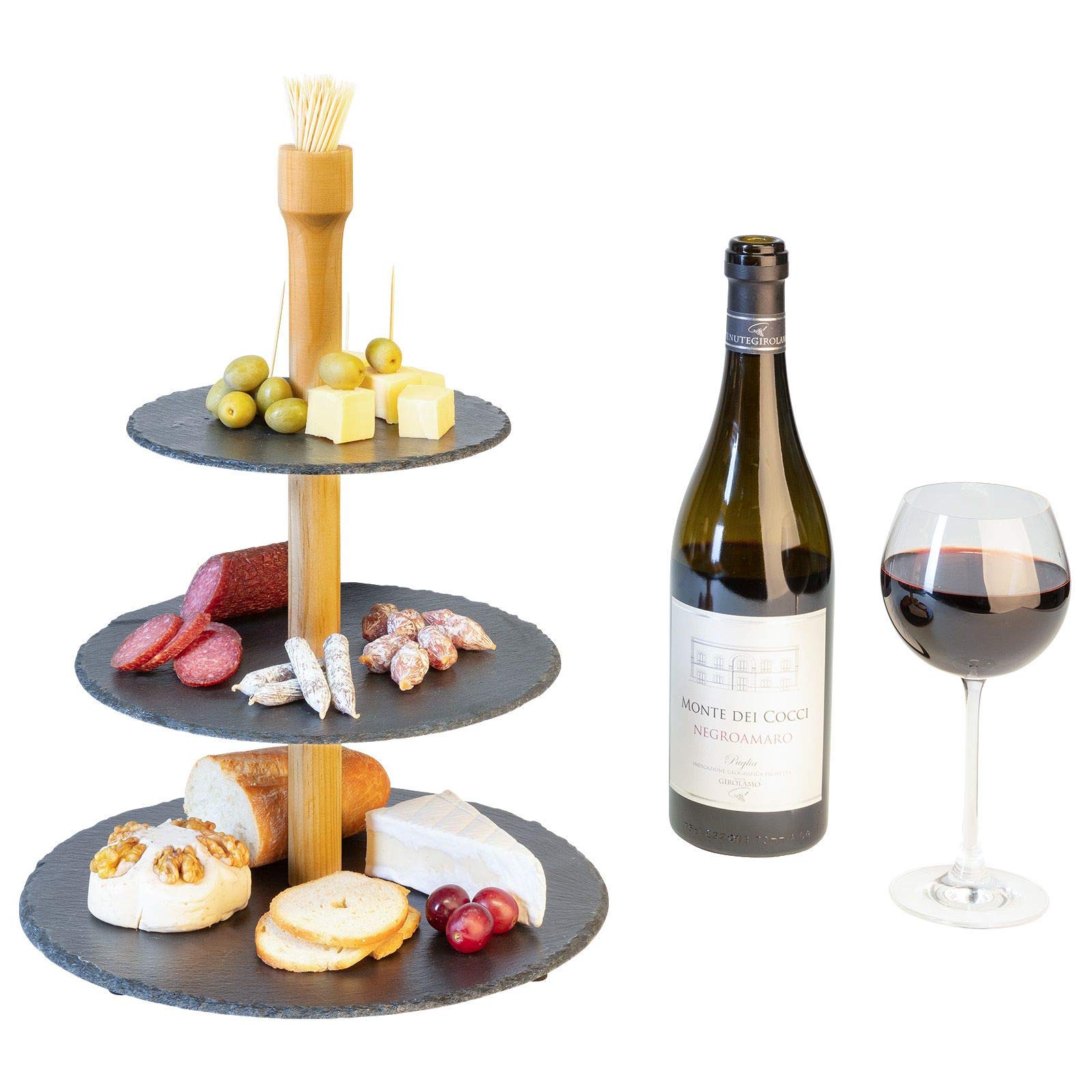 westmark-tapas-friends-pr-sentoir-3-tages-en-ardoise-naturelle-avec-100-mini-piq image 5