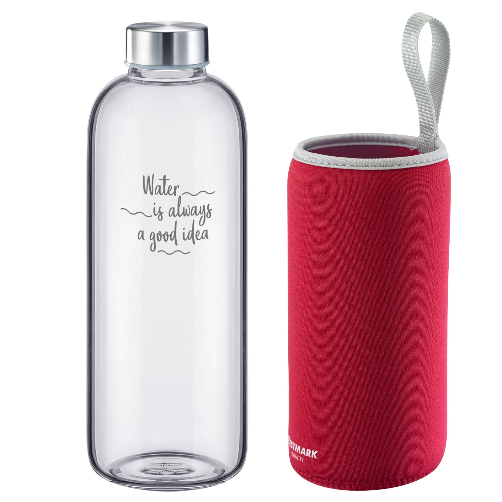westmark-viva-527422e7-set-de-2-gourdes-en-verre-1000-ml-avec-housse-de-protecti image 7