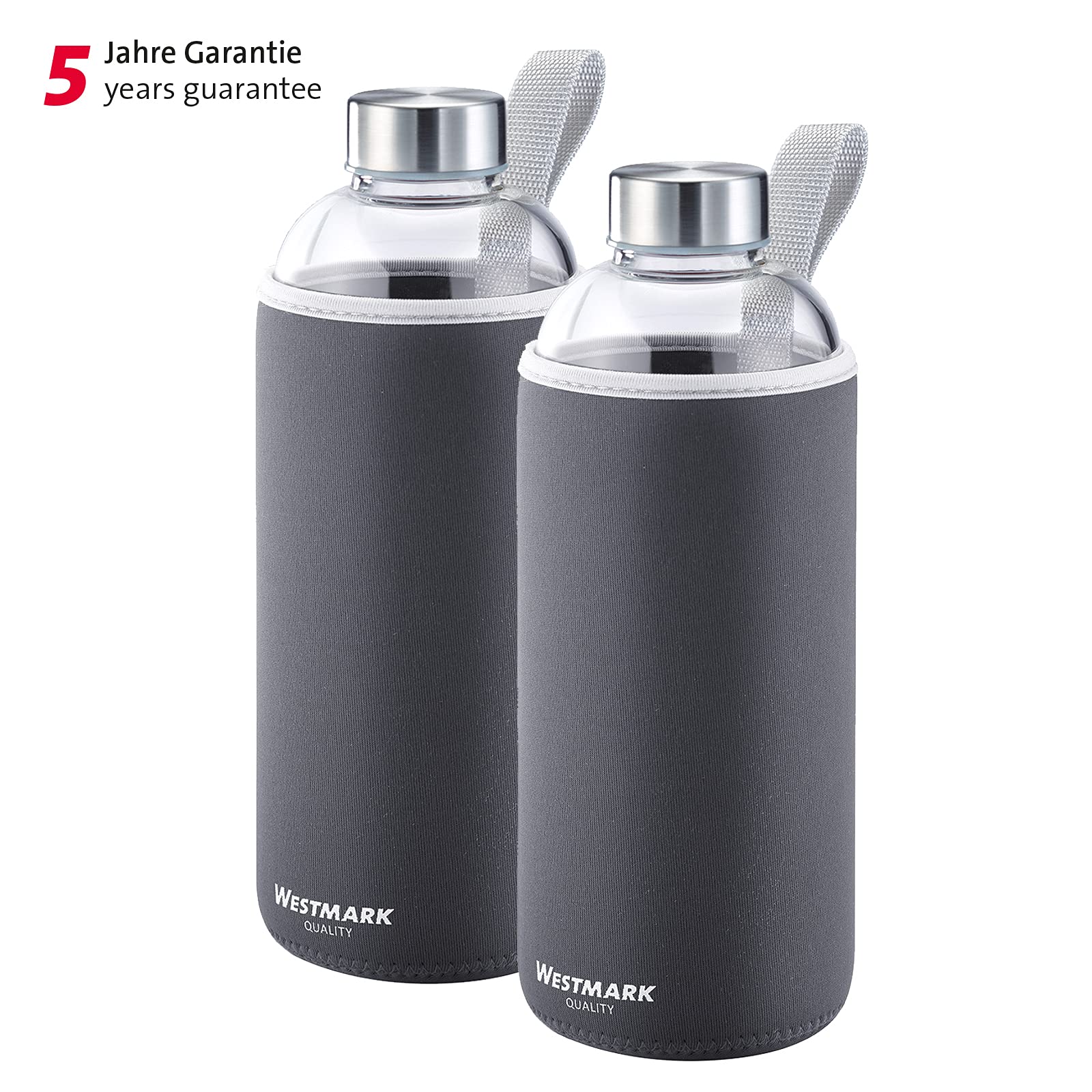 westmark-viva-527422e6-set-de-2-gourdes-en-verre-1000-ml-avec-housses-de-protect image 6