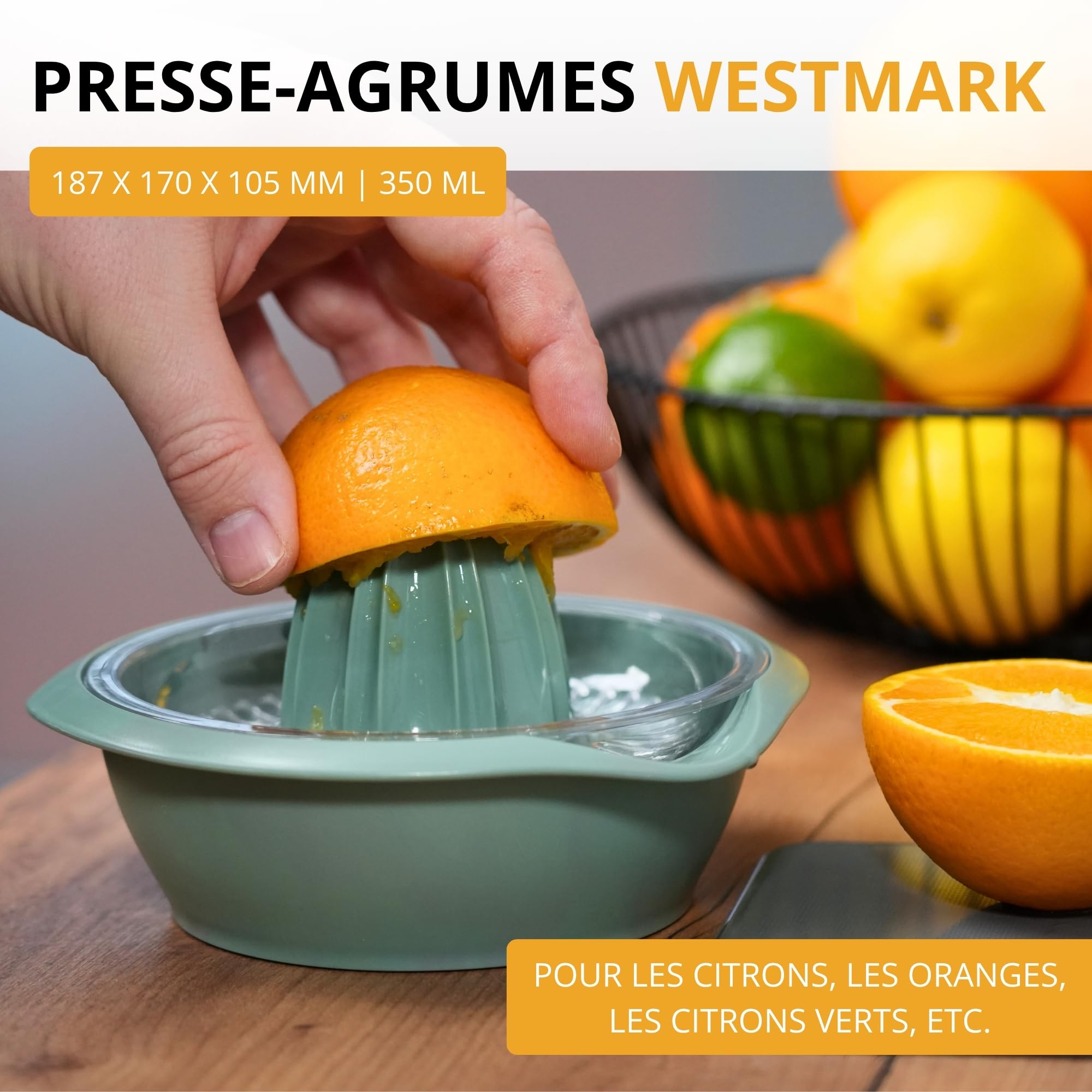 westmark-presse-agrumes-avec-r-cipient-0-5-l-et-tamis-amovible-18-7-cm-plastique image 2