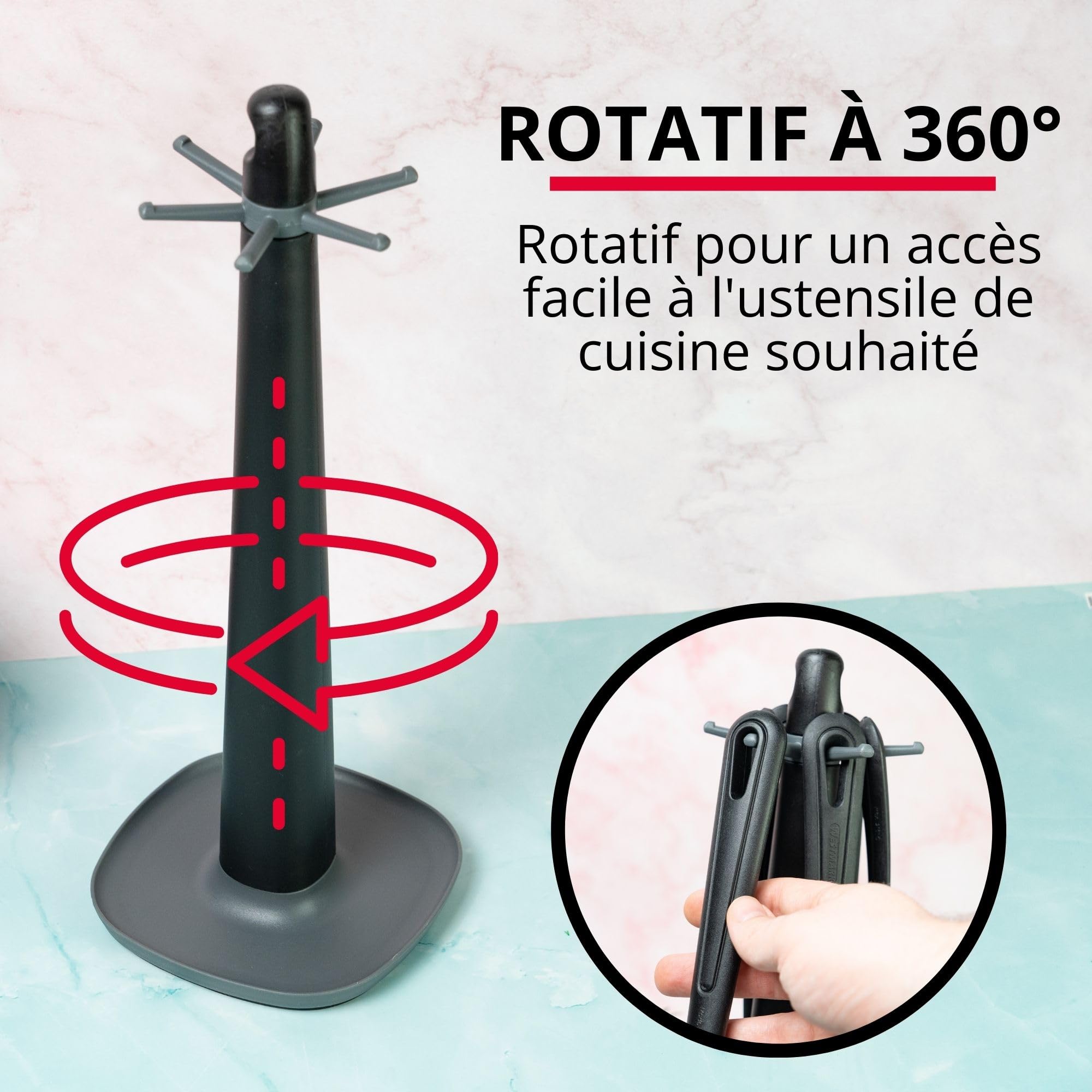 westmark-support-rotatif-pour-porte-ustensiles-de-cuisine-6-bras-organisateur-pi image 2
