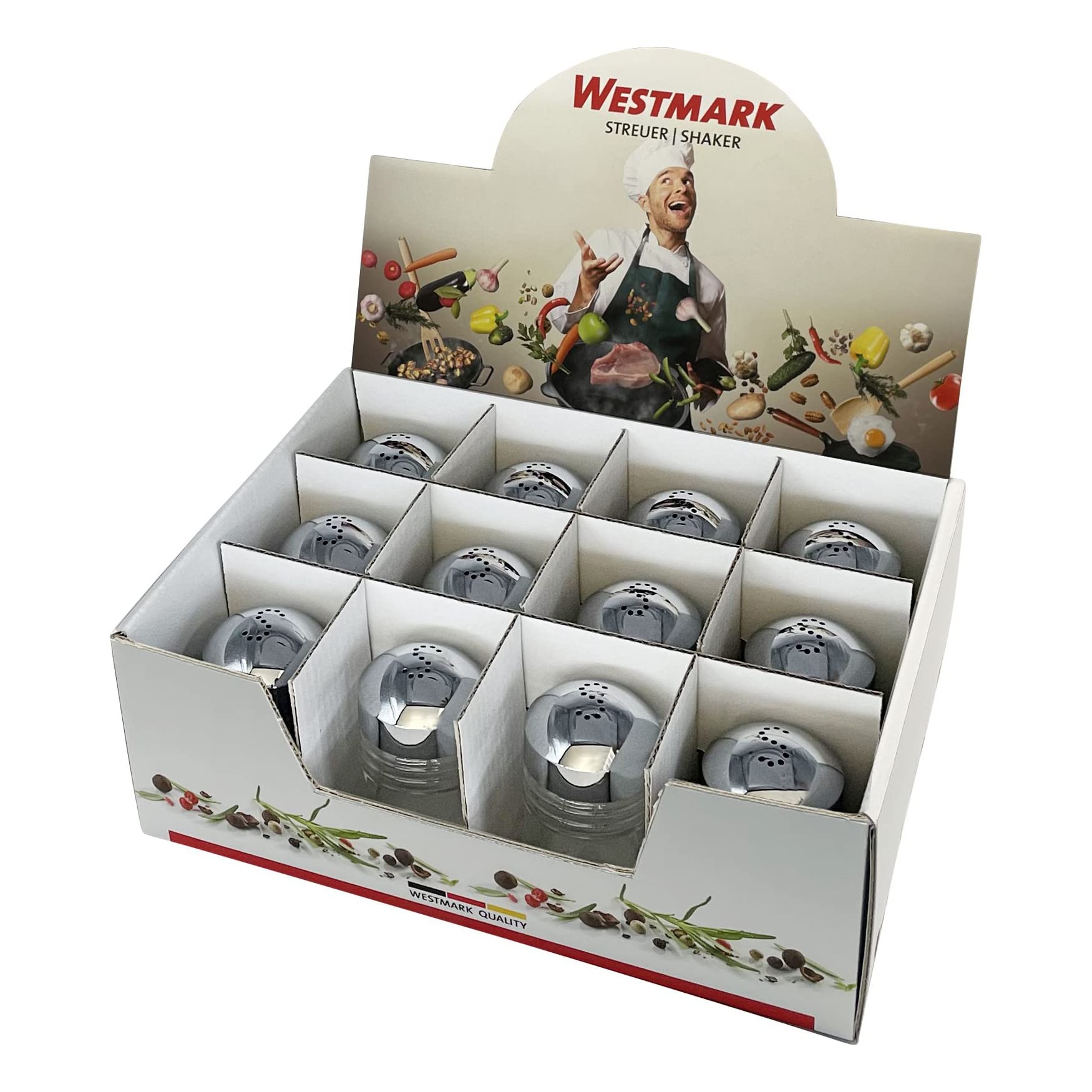 westmark-63032611-pr-sentoir-sel-paris-chrome-avec-12-saupoudreuses-de-40-ml-chr image 3