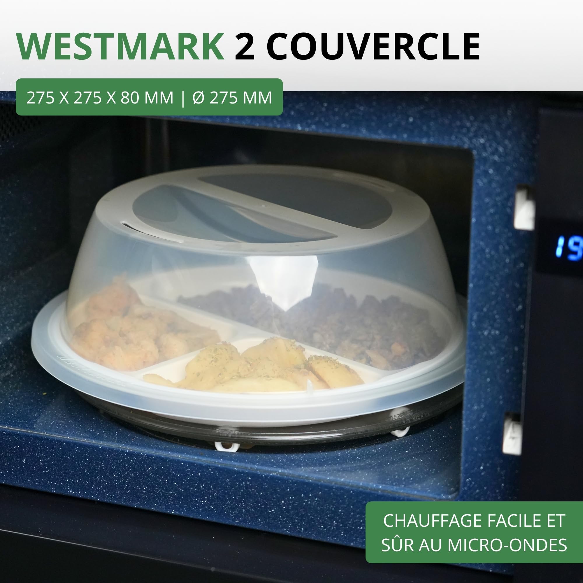 westmark-224622e3-lot-de-2-cache-assiettes-en-plastique-27-5-cm-compatible-micro image 2