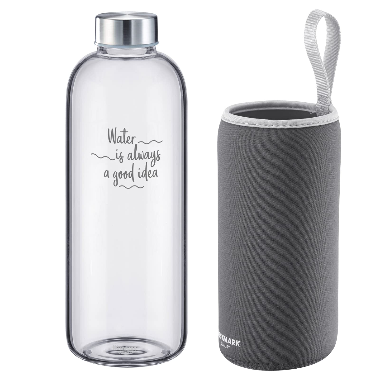 westmark-viva-527422e6-set-de-2-gourdes-en-verre-1000-ml-avec-housses-de-protect image 7
