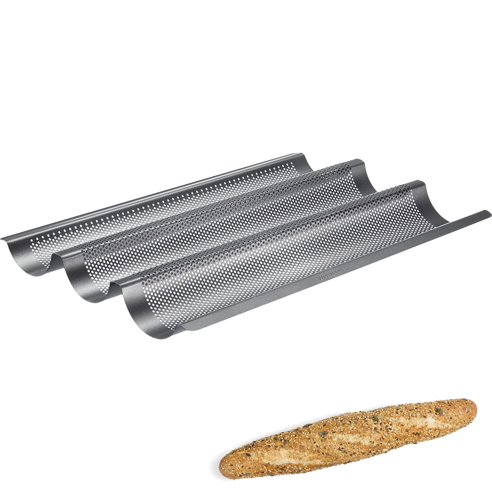 westmark-329822e6-moule-baguette-set-3-pains-pinceau-p-tisserie-woody-acier-anti image 2