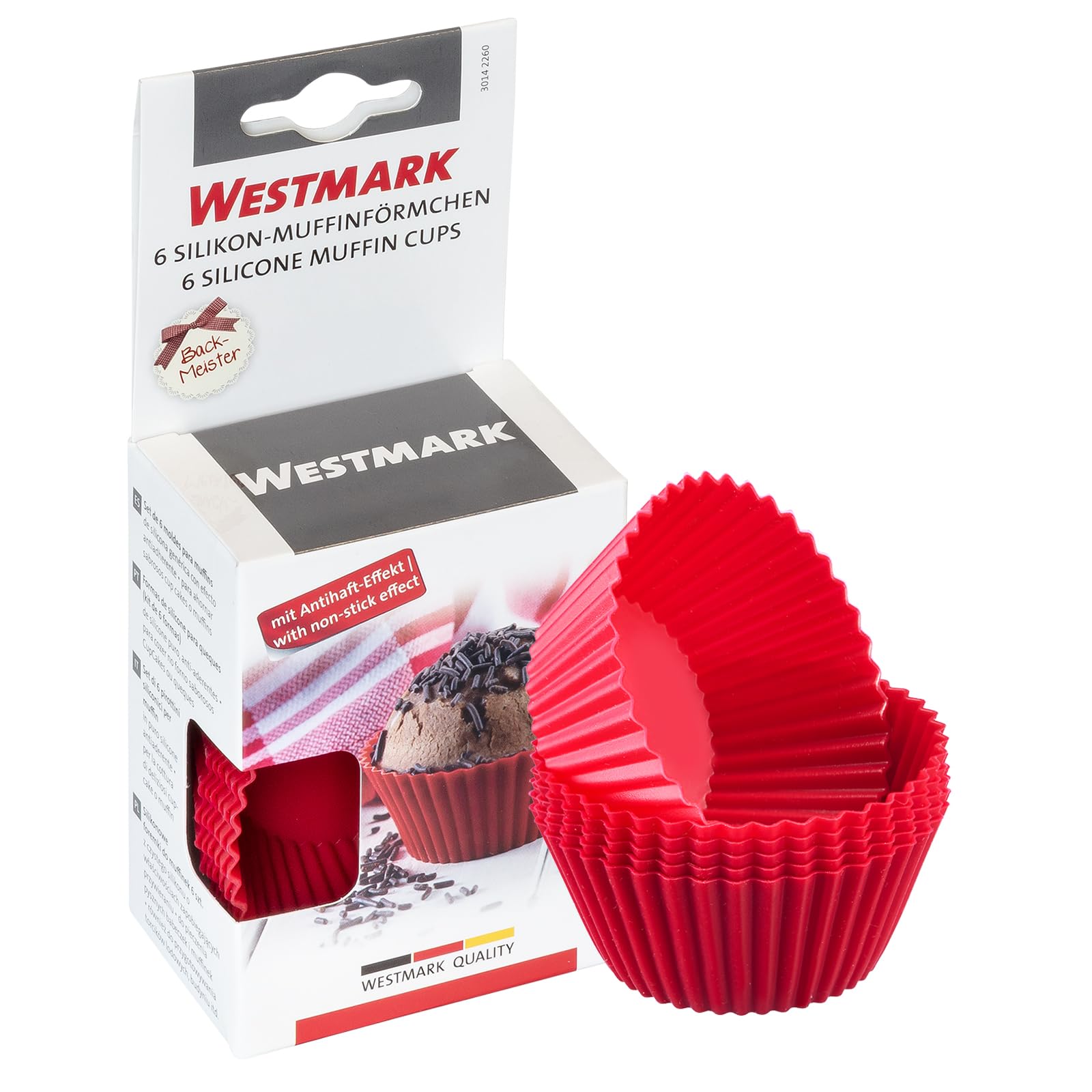 westmark-30142260-moules-muffin-en-silicone-rouges-7-x-7-x-3-cm-set-de-6 image 1