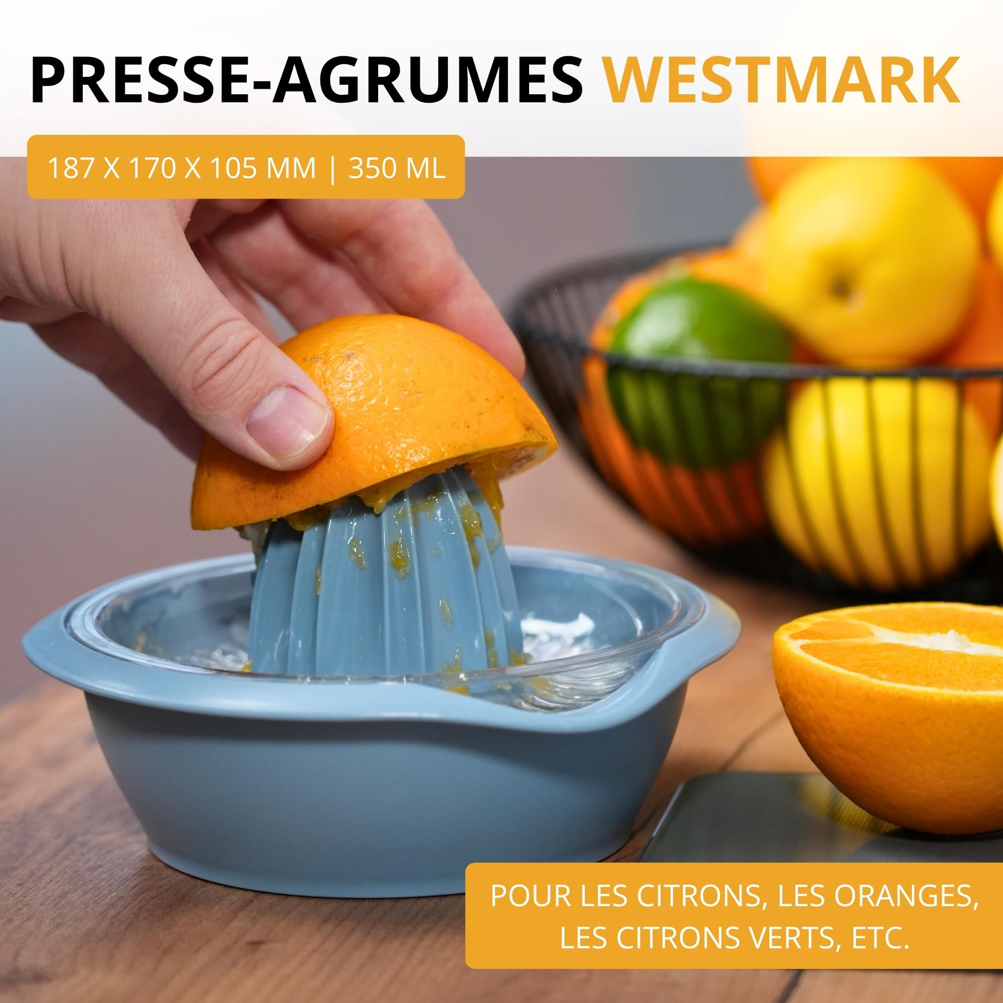 westmark-limetta-presse-orange-citron-avec-r-cipient-0-5-l-18-7-cm-plastique-ble image 2