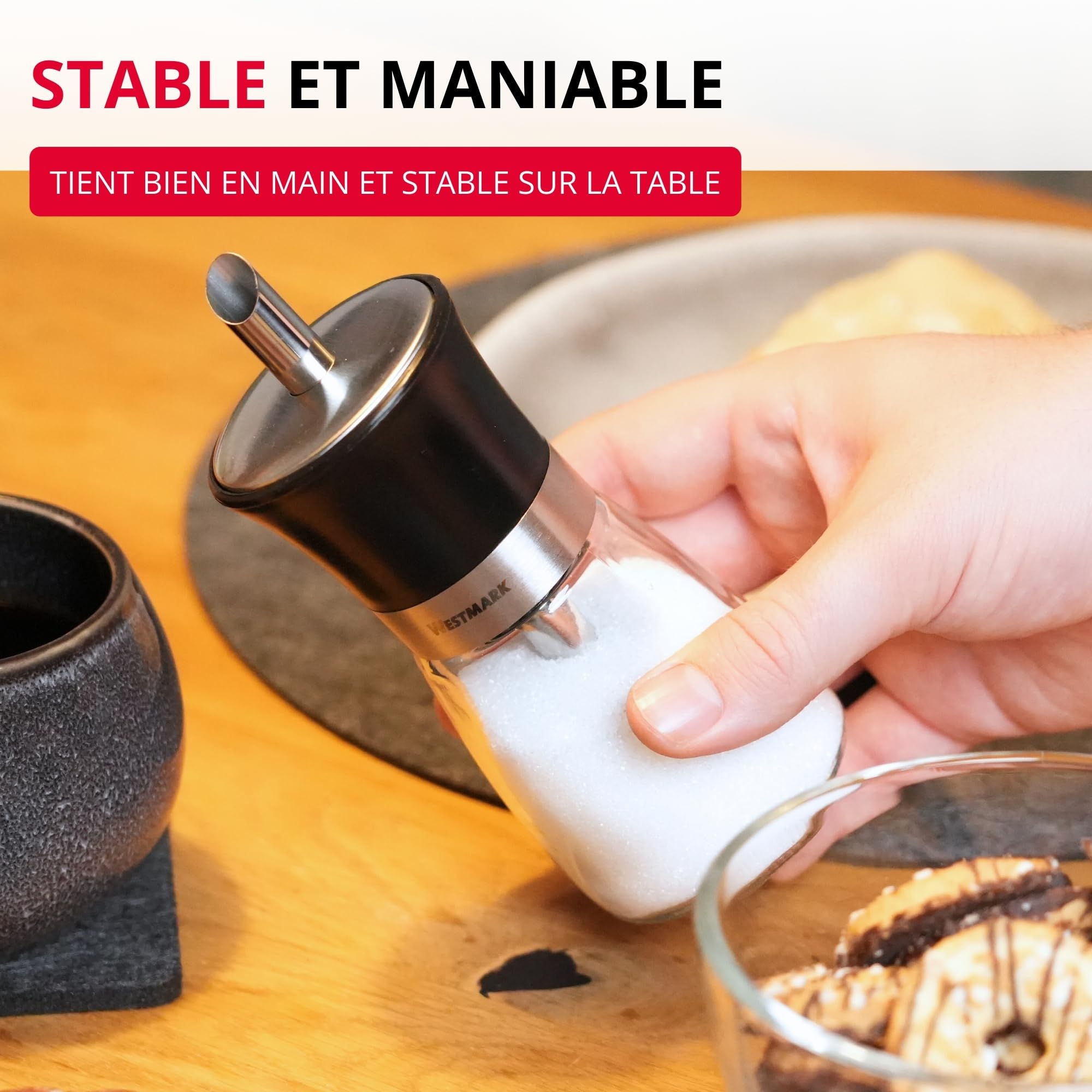 westmark-blacky-63592260-distributeur-de-sucre-190-ml-verre-inox-plastique-sans- image 7