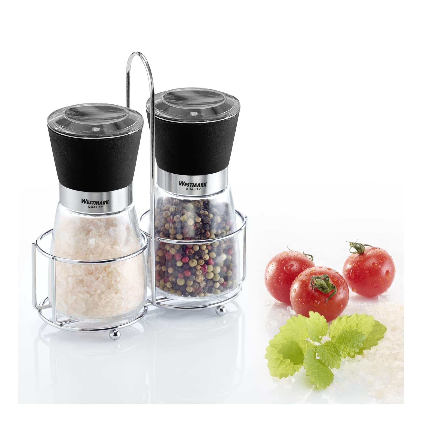 westmark-63572260-blacky-moulin-pices-set-de-2-poivre-et-sel-avec-support-et-poi image 2