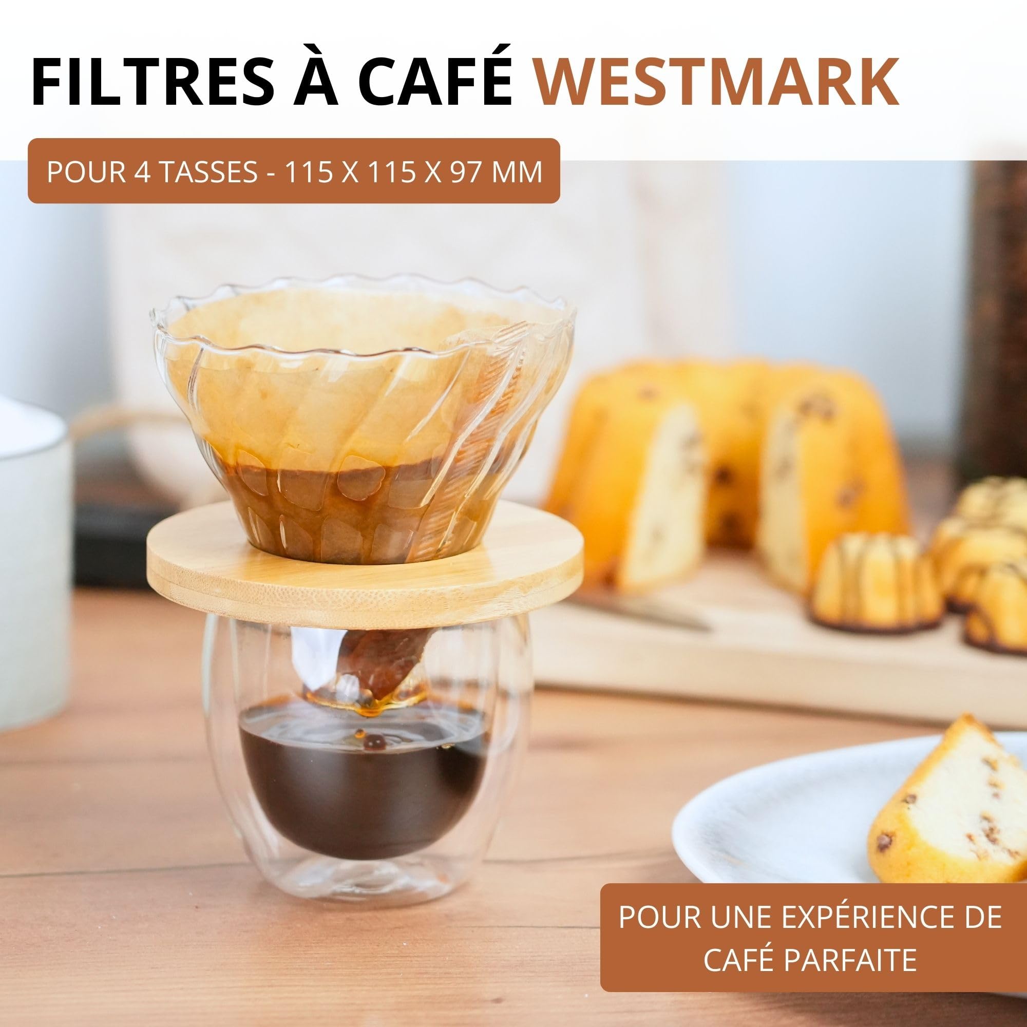 westmark-filtre-caf-brasilia-en-verre-borosilicat-c-ne-pour-over-avec-anse-en-ba image 2