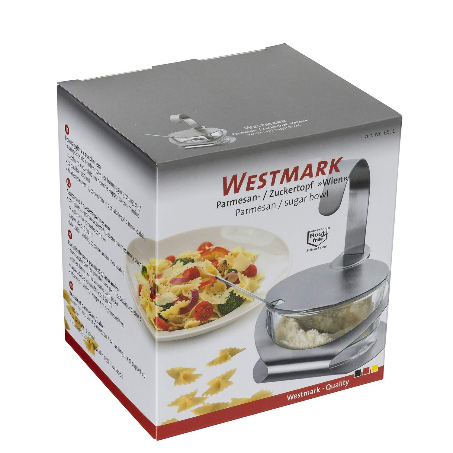 westmark-65112260-wien-pot-parmesan-sucre-4-pi-ces-150-ml-en-verre-et-acier-inox image 8