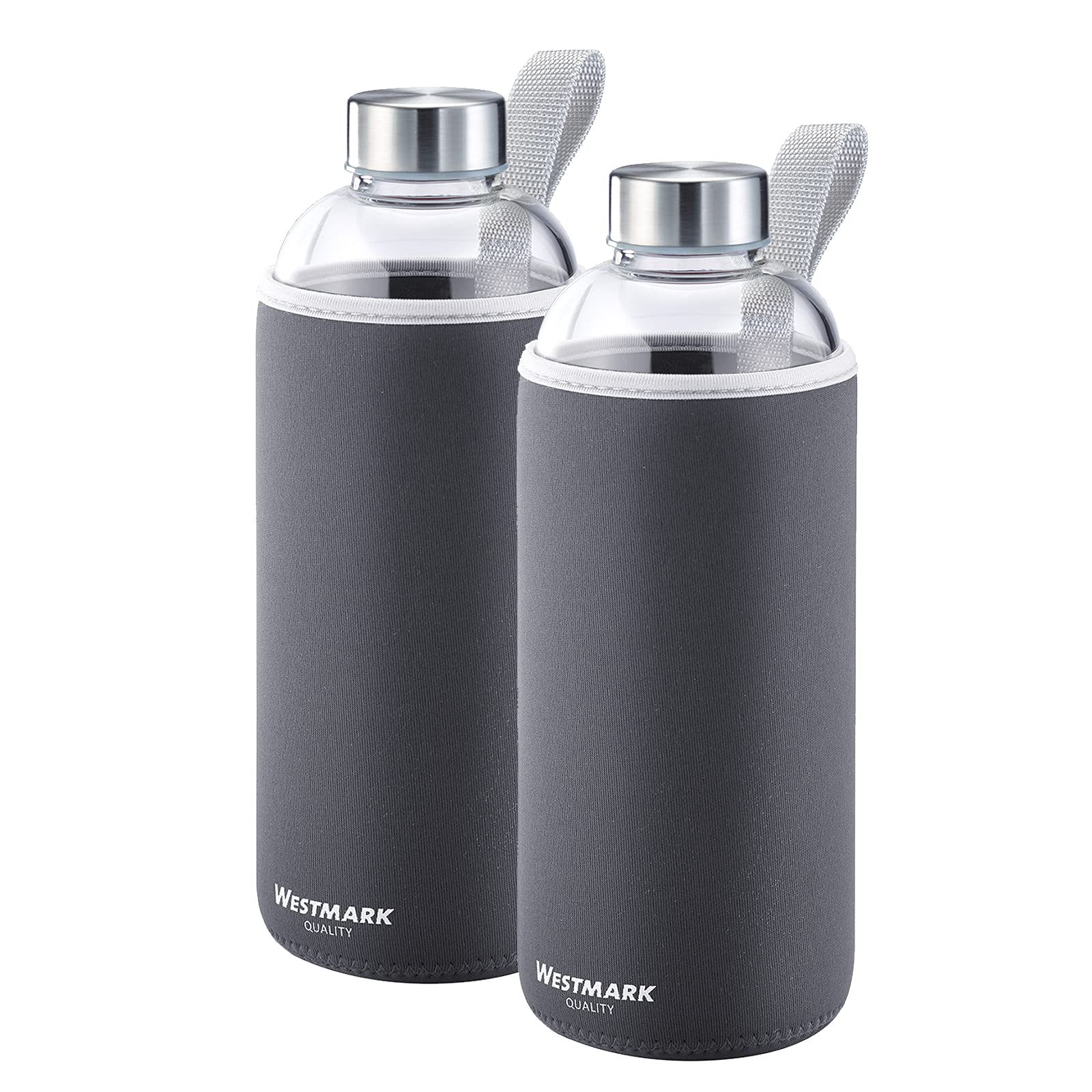 westmark-viva-527422e6-set-de-2-gourdes-en-verre-1000-ml-avec-housses-de-protect image 1